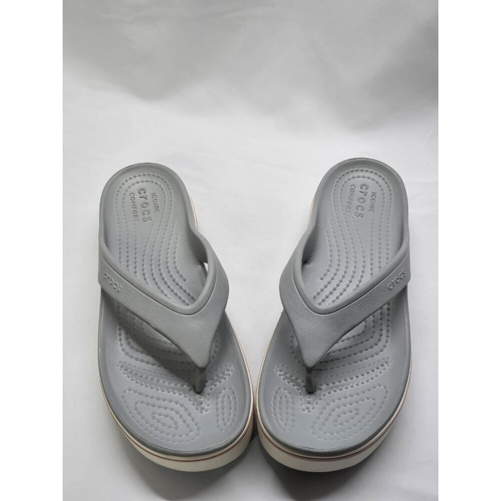 Womens Crocs Crocband Platform Gray Comfort Flip Flops Thong Sandals Size 6 - Picture 15 of 15